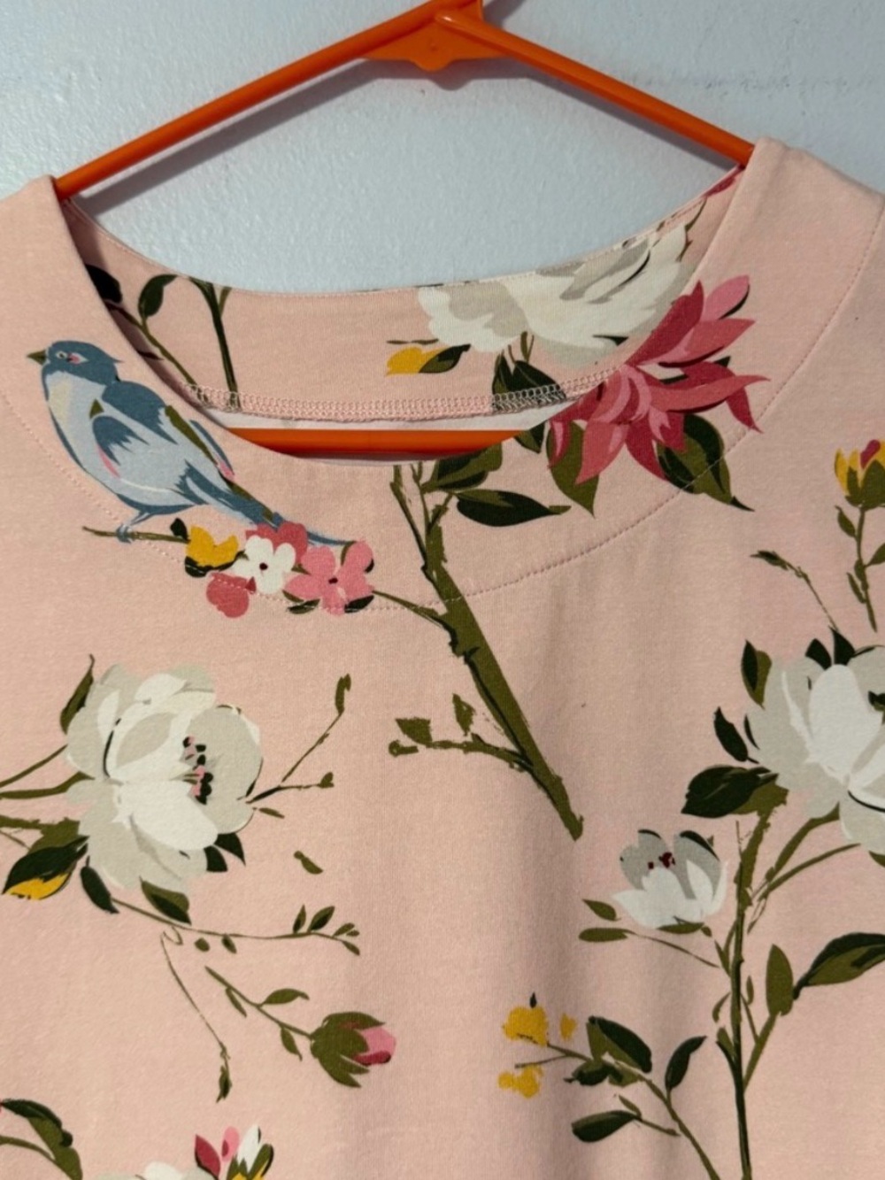 Spartina VEUC Pink Floral Short Sleeve fringe bird stretchy dress - Picture 2 of 8